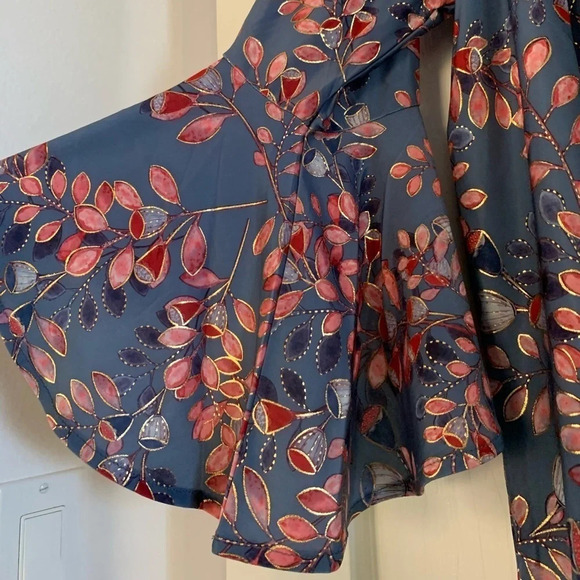 OFF Shoulder Boho Floral Print Flare Sleeves, M - Picture 11 of 16